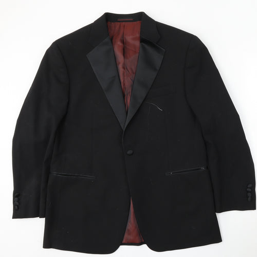 1860 Menswear Mens Black  Wool Jacket Suit Size 40