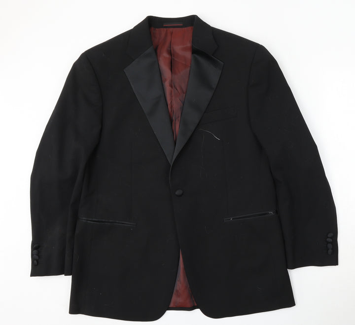 1860 Menswear Mens Black Wool Jacket Suit Size 40