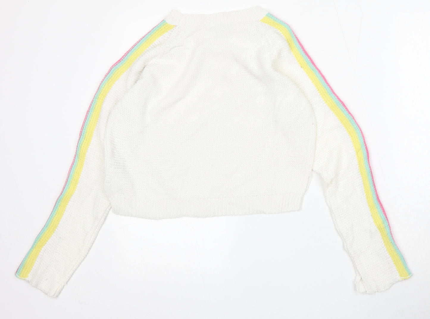 Derek Heart Womens White Round Neck  Acrylic Pullover Jumper Size M