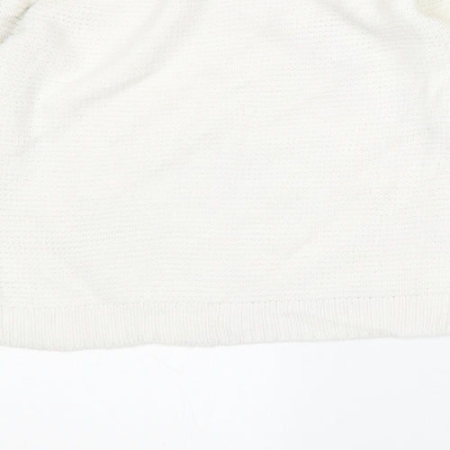 Derek Heart Womens White Round Neck  Acrylic Pullover Jumper Size M