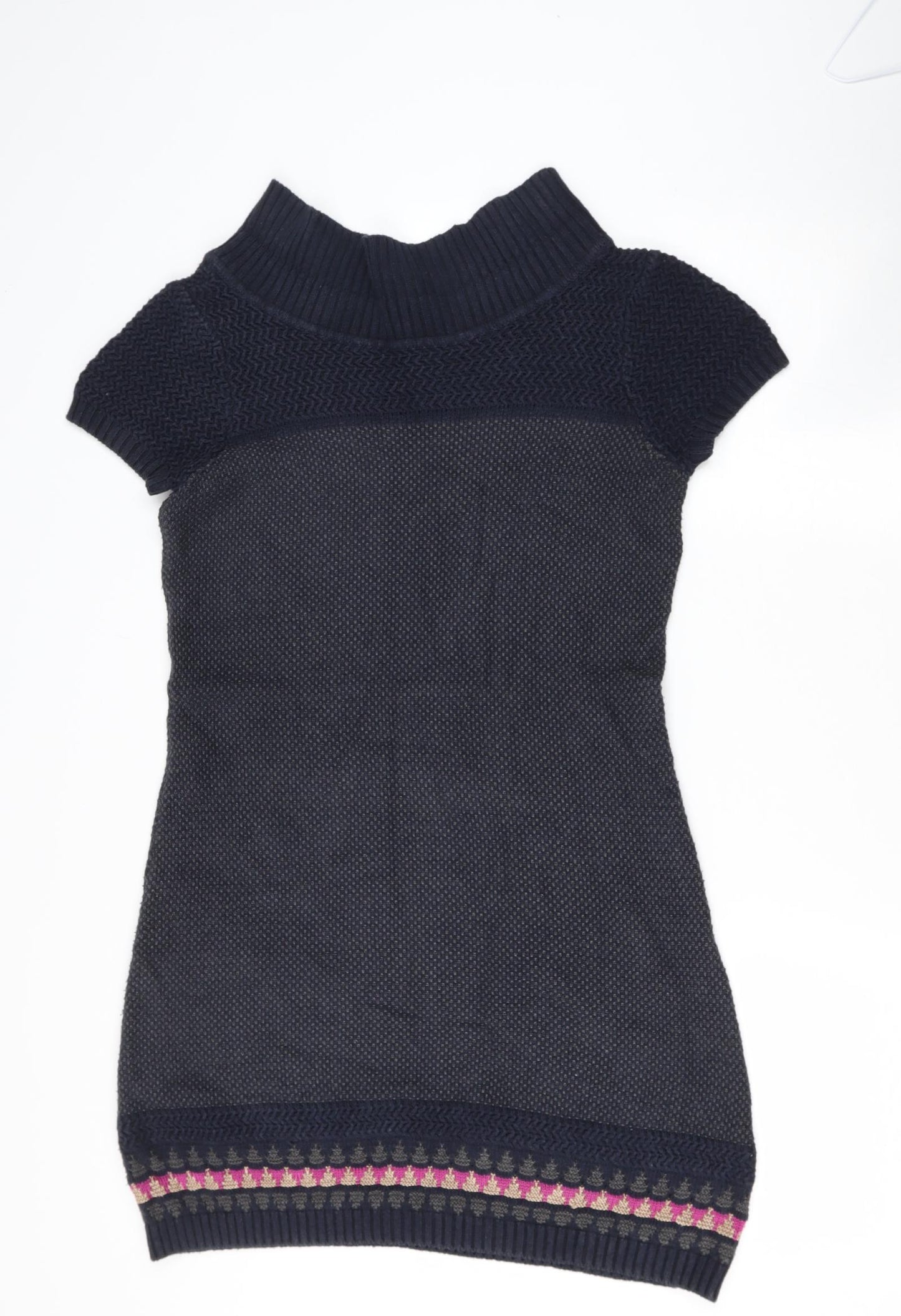 BENETTON Womens Black High Neck  Cotton Pullover Jumper Size S