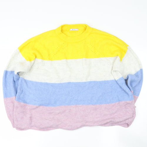 TESCO Womens Multicoloured Round Neck  Acrylic Pullover Jumper Size 18
