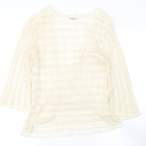 VILA Womens Beige  Acrylic Basic Blouse Size M V-Neck