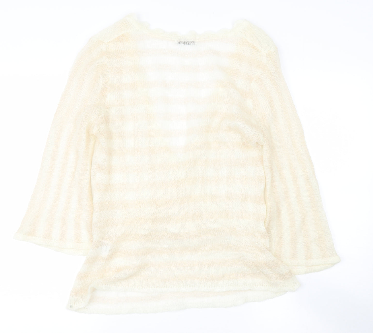 VILA Womens Beige  Acrylic Basic Blouse Size M V-Neck