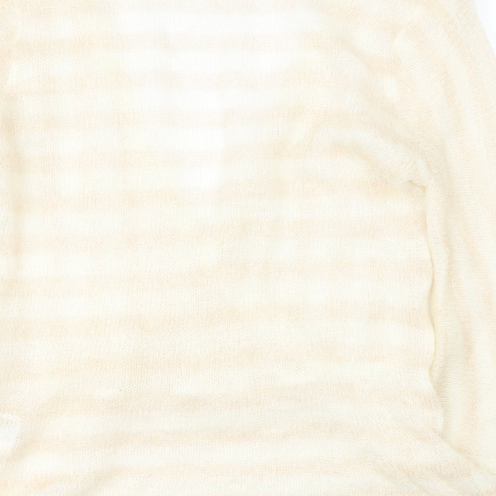 VILA Womens Beige  Acrylic Basic Blouse Size M V-Neck