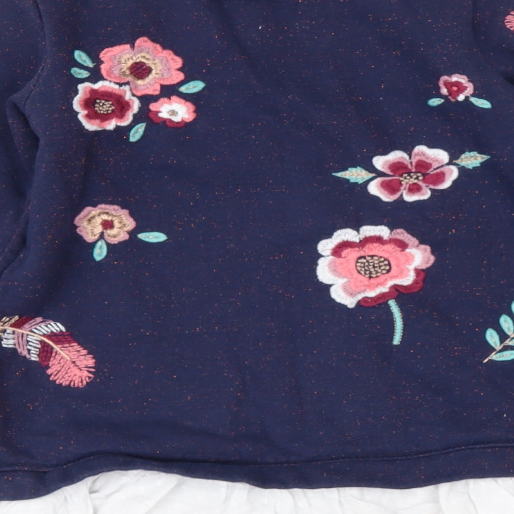 mantaray Girls Blue Round Neck  Cotton Pullover Jumper Size 8 Years