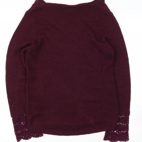 cotton traiders Womens Purple Boat Neck  Cotton Pullover Jumper Size 10