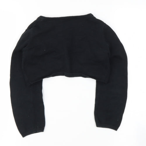 DRESS SHOP Girls Black V-Neck  Cotton Cardigan Jumper Size 6-7 Years