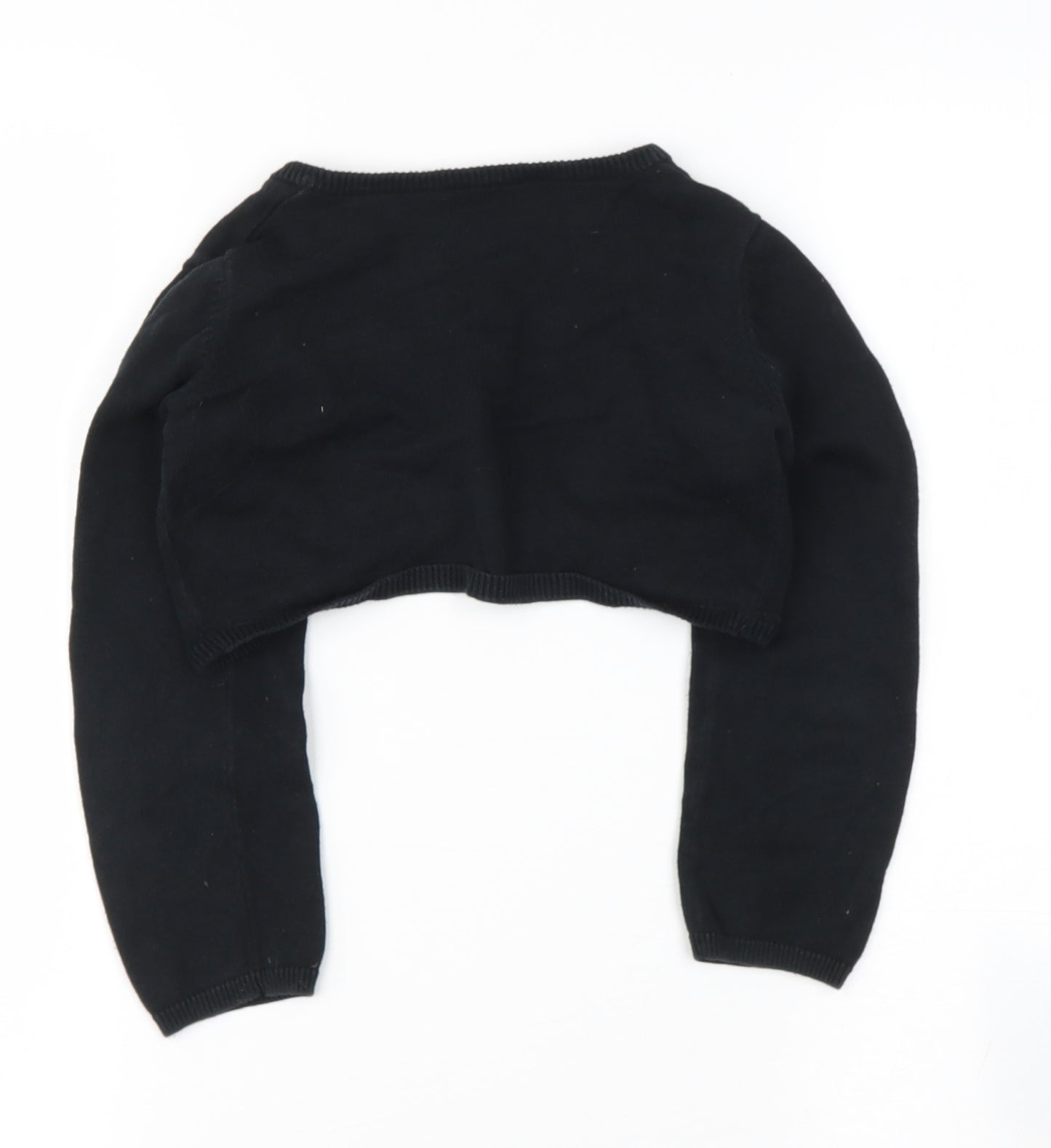 DRESS SHOP Girls Black V-Neck  Cotton Cardigan Jumper Size 6-7 Years