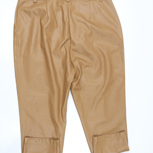 TOP SHOP Womens Beige  Polyester Dress Pants Trousers Size 18 L26 in Regular