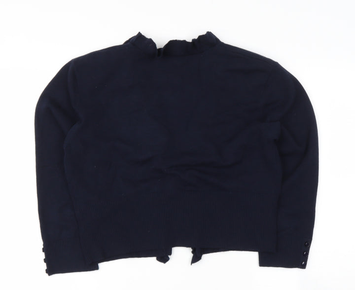 Roman Womens Black V-Neck Cotton Cape Jumper Size M