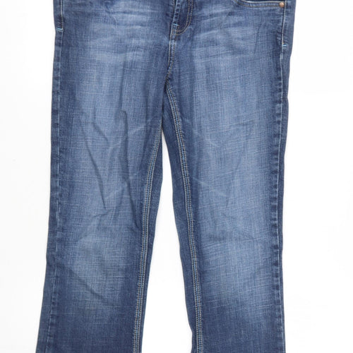 evie Womens Blue  Cotton Flared Jeans Size 12 L27 in Regular