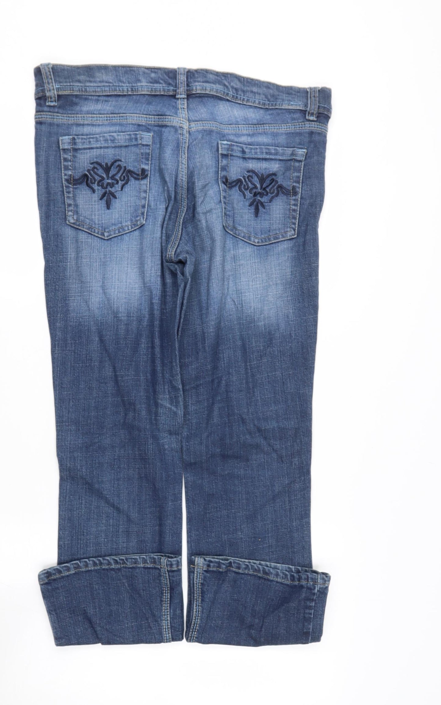 evie Womens Blue  Cotton Flared Jeans Size 12 L27 in Regular