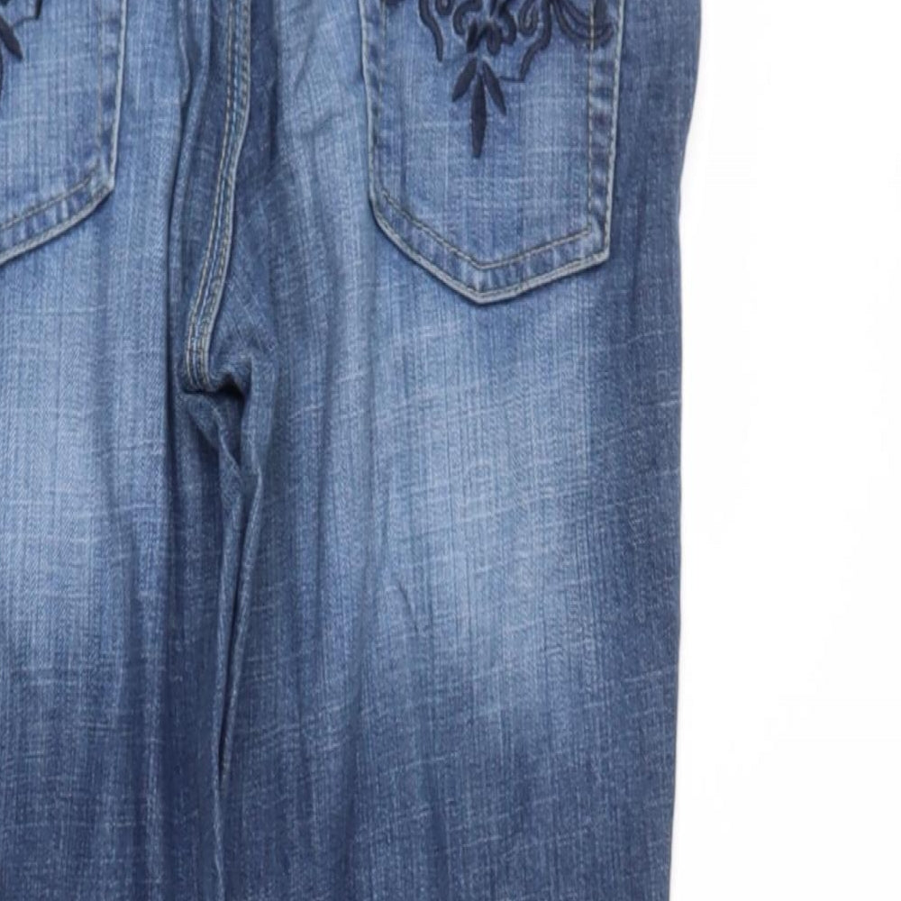 evie Womens Blue  Cotton Flared Jeans Size 12 L27 in Regular