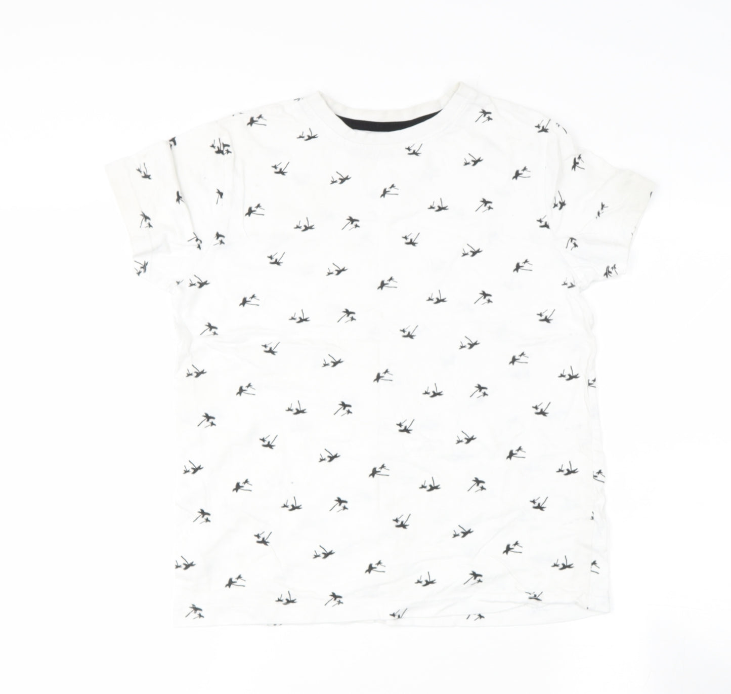 Primark Boys White  Ramie Pullover T-Shirt Size 10-11 Years Round Neck