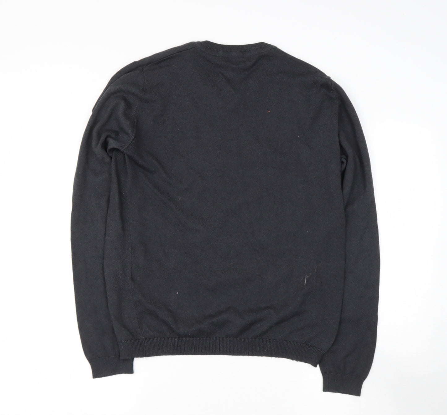 Lyle & Scott Mens Black V-Neck  Wool Pullover Jumper Size M