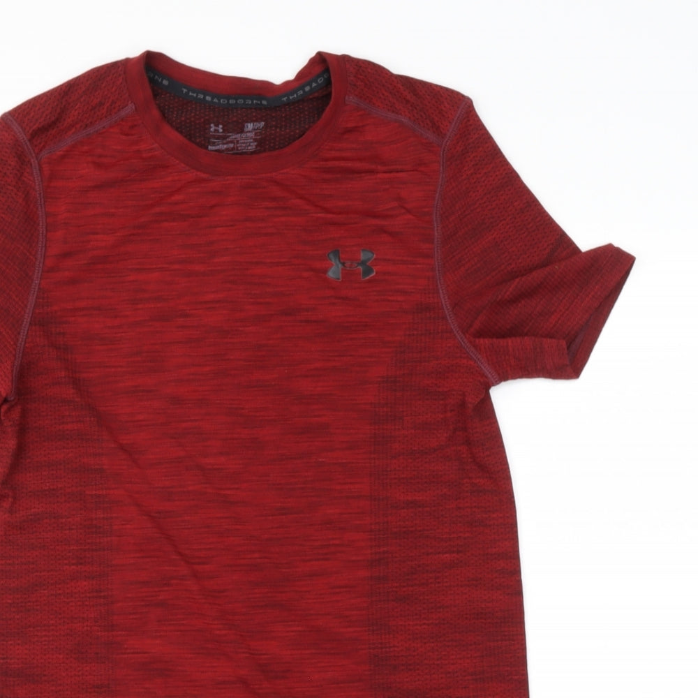 Under armour Mens Red  Patent Leather  T-Shirt Size S Round Neck