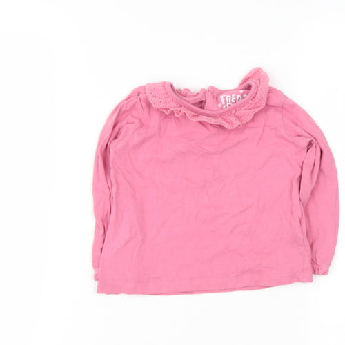 FRED FLO Baby Pink  Cotton Basic T-Shirt Size 9-12 Months Round Neck