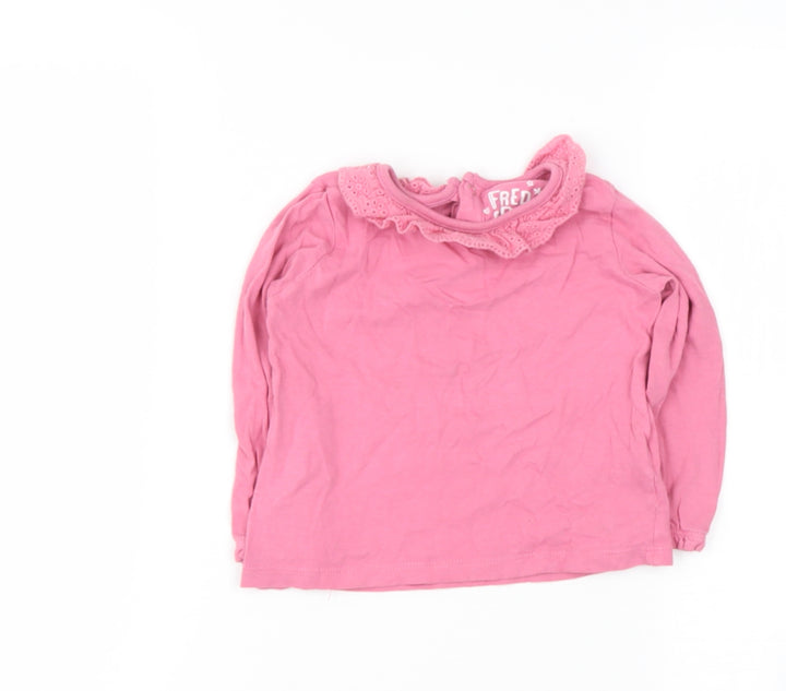 FRED FLO Baby Pink  Cotton Basic T-Shirt Size 9-12 Months Round Neck