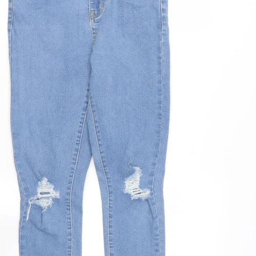 Nasty Gal Womens Blue  Cotton Skinny Jeans Size 8 L25 in Regular  - distressed