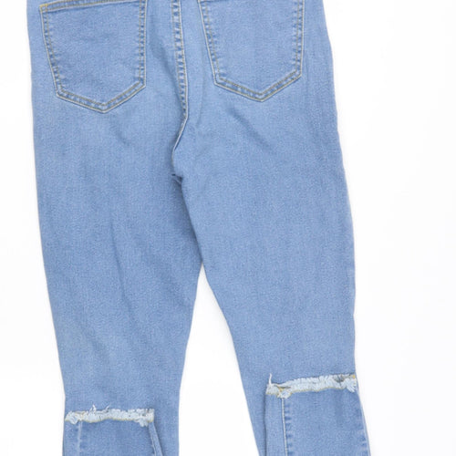 Nasty Gal Womens Blue  Cotton Skinny Jeans Size 8 L25 in Regular  - distressed