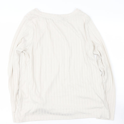 gtesco Womens Beige  Polyester Basic T-Shirt Size 14 Round Neck