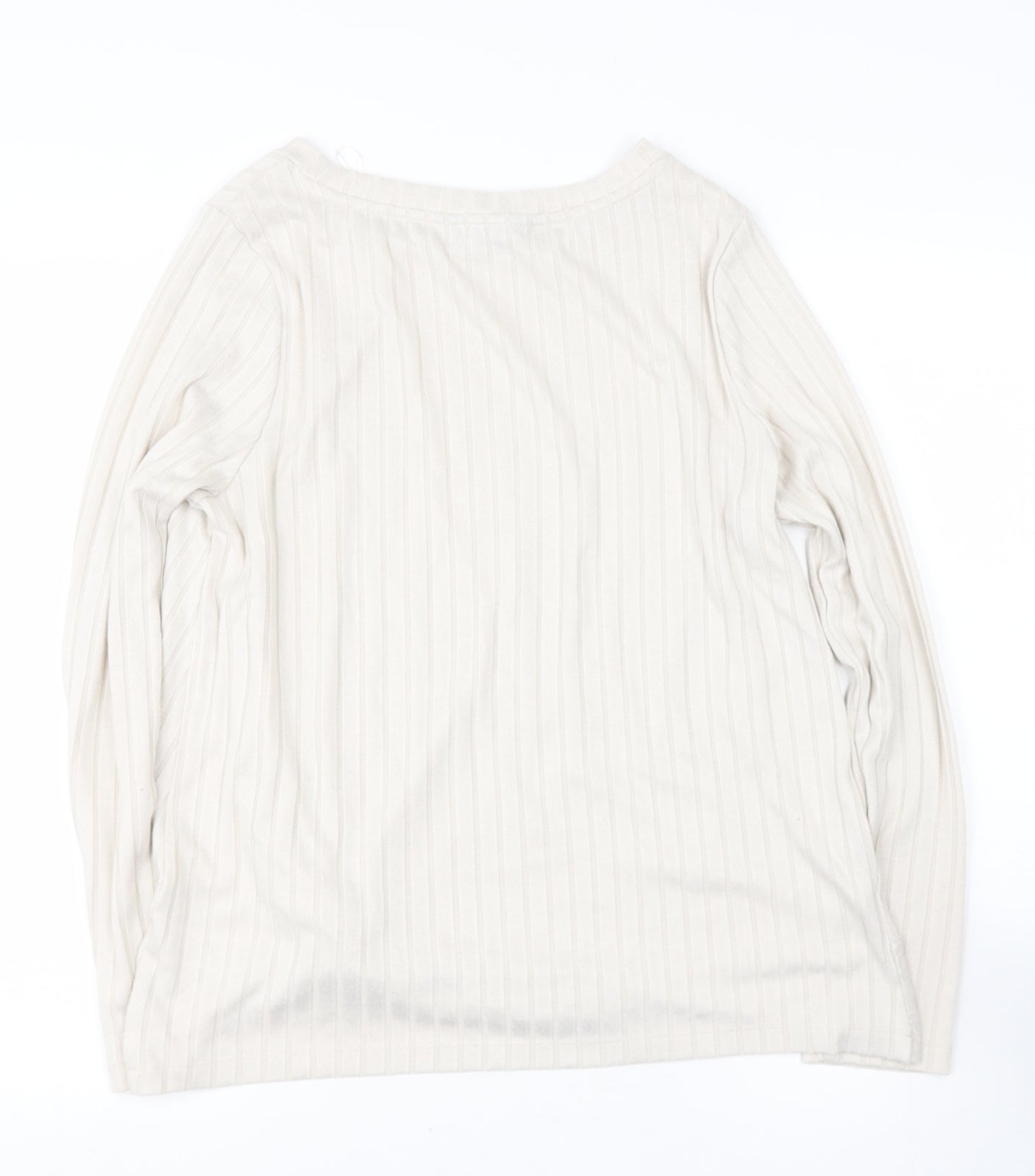 gtesco Womens Beige  Polyester Basic T-Shirt Size 14 Round Neck