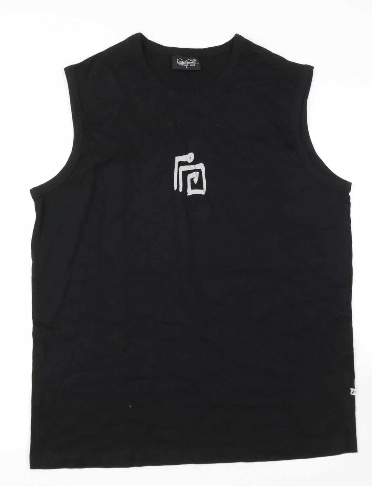 Gini&Jony Mens Black  Cotton  T-Shirt Size L Round Neck