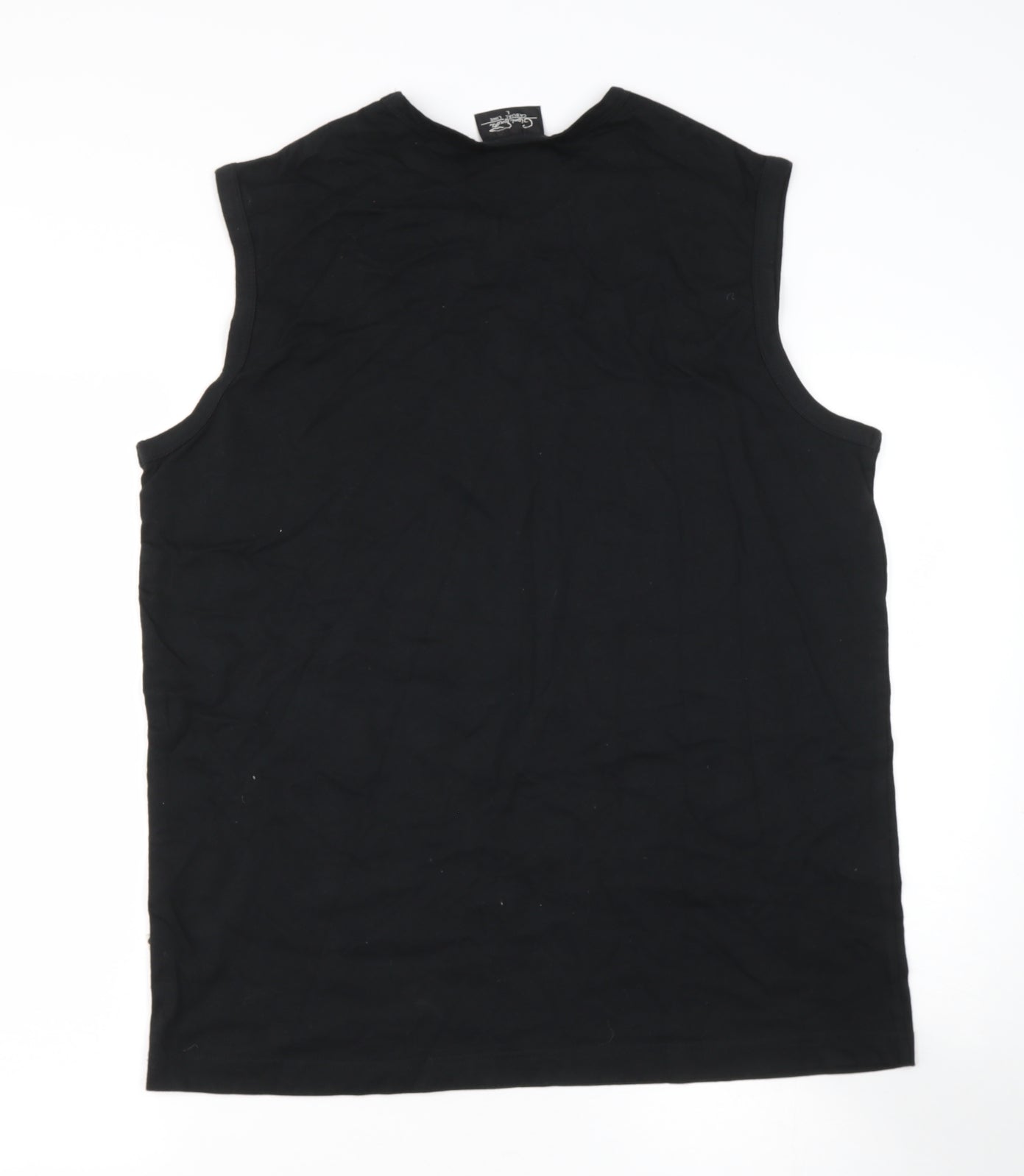 Gini&Jony Mens Black  Cotton  T-Shirt Size L Round Neck