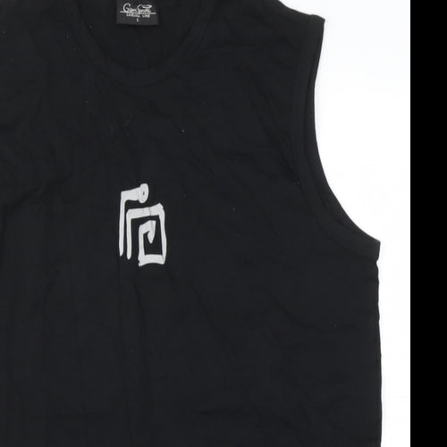 Gini&Jony Mens Black  Cotton  T-Shirt Size L Round Neck