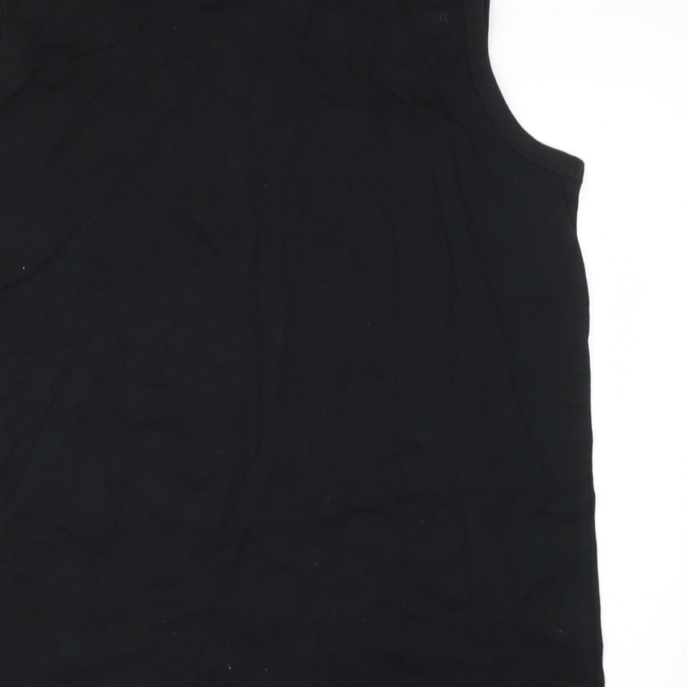 Gini&Jony Mens Black  Cotton  T-Shirt Size L Round Neck