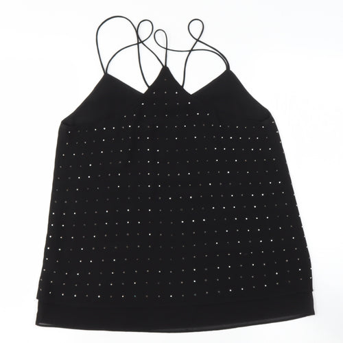 NEW LOOK  Womens Black  Polyester Camisole Blouse Size 6 V-Neck