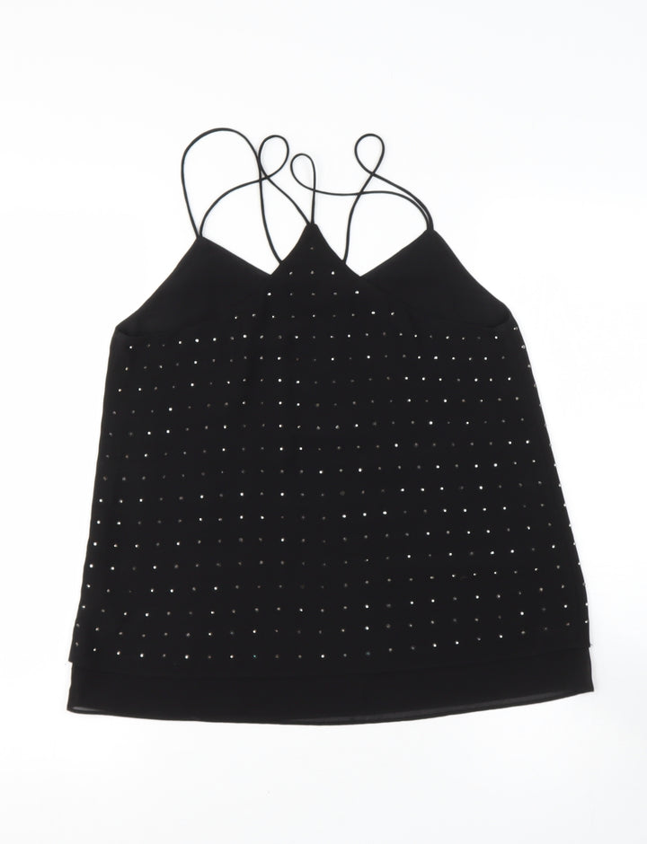 NEW LOOK Womens Black Polyester Camisole Blouse Size 6 V-Neck