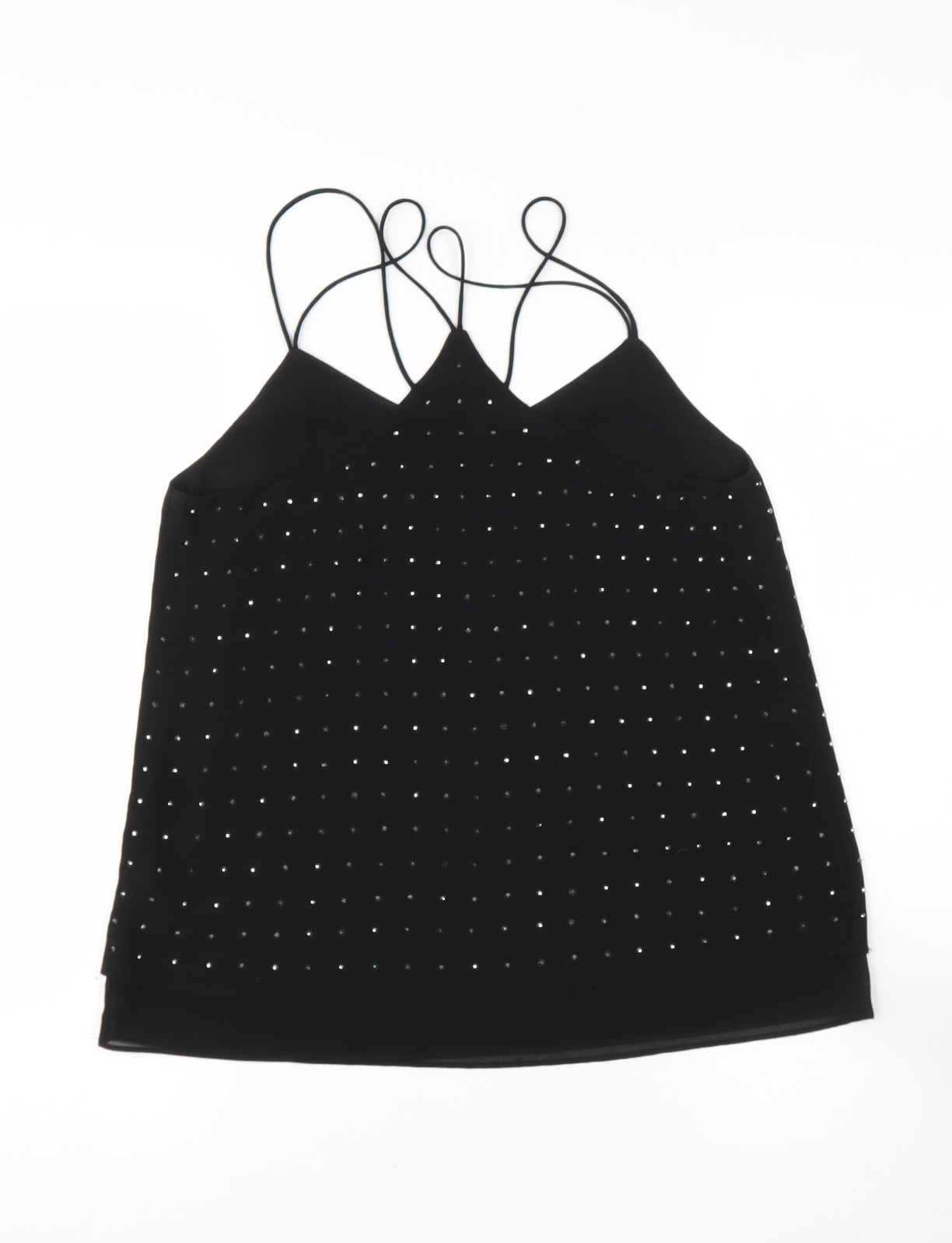 NEW LOOK  Womens Black  Polyester Camisole Blouse Size 6 V-Neck
