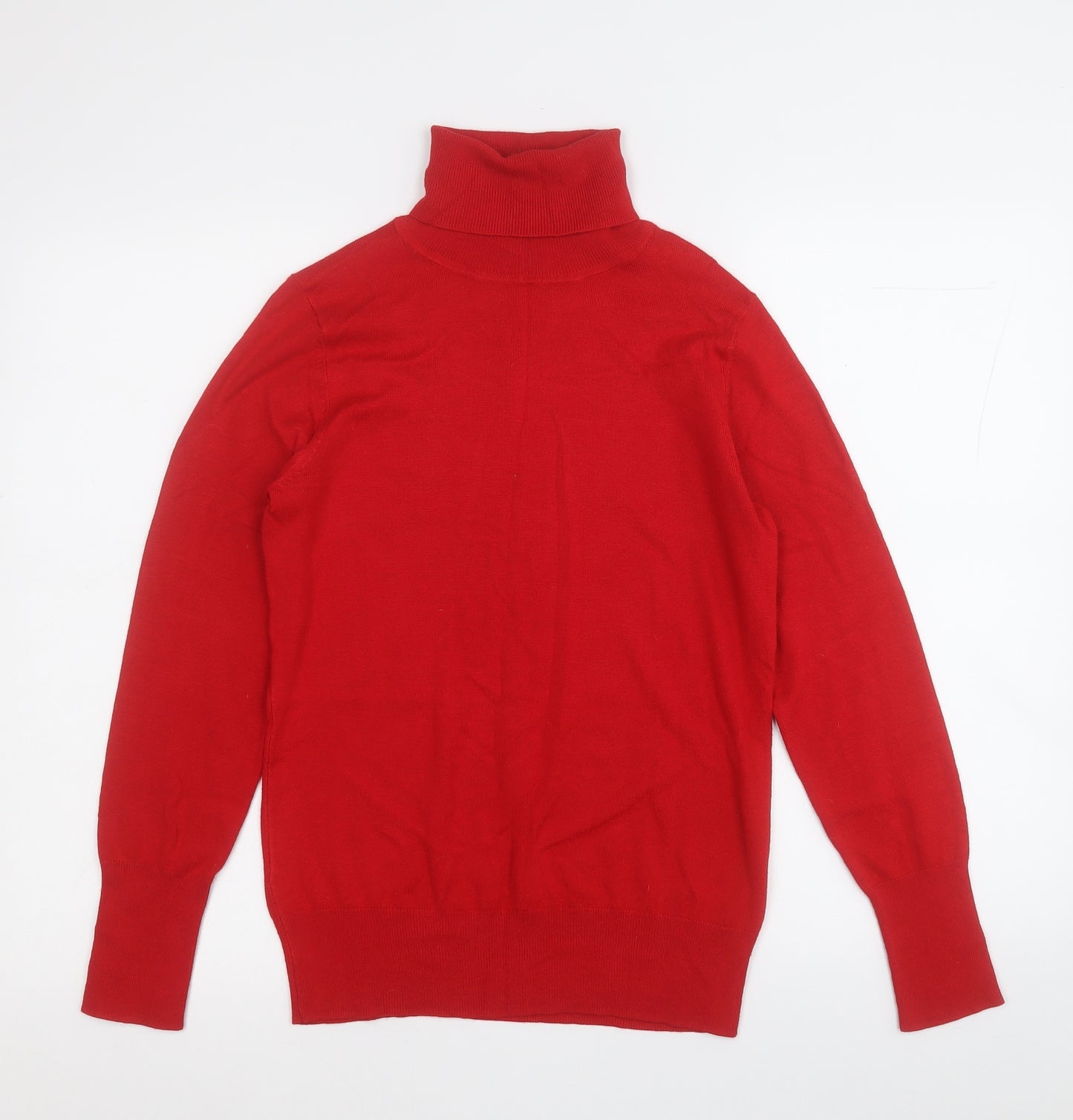 Dunnes Stores Womens Red Roll Neck  Viscose Pullover Jumper Size S