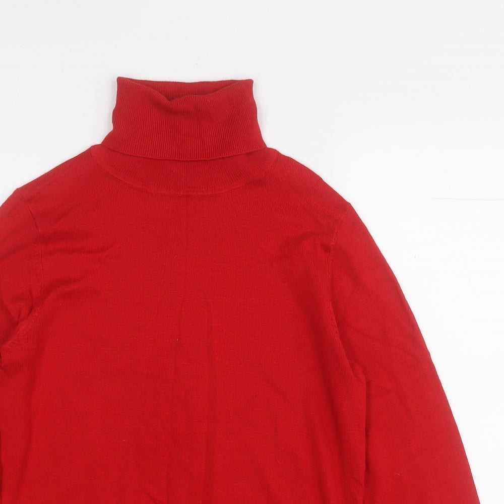 Dunnes Stores Womens Red Roll Neck  Viscose Pullover Jumper Size S