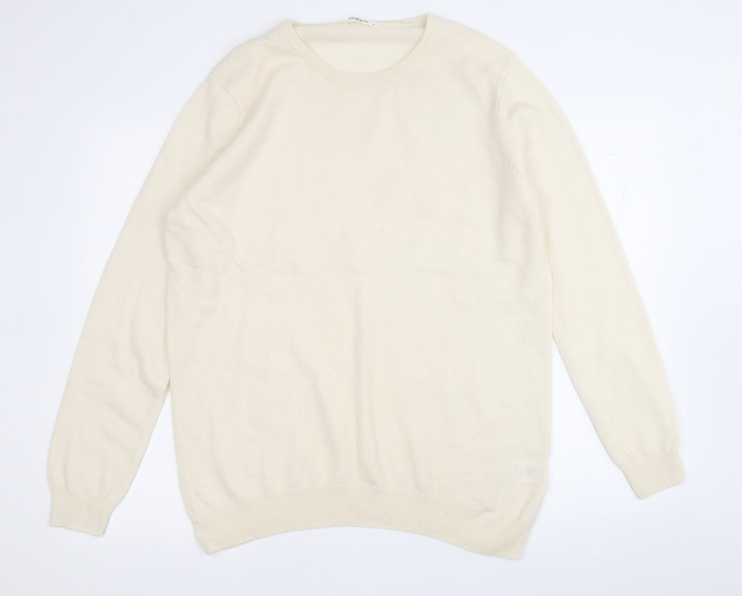 Woolovers Mens Yellow Round Neck  Wool Pullover Jumper Size L