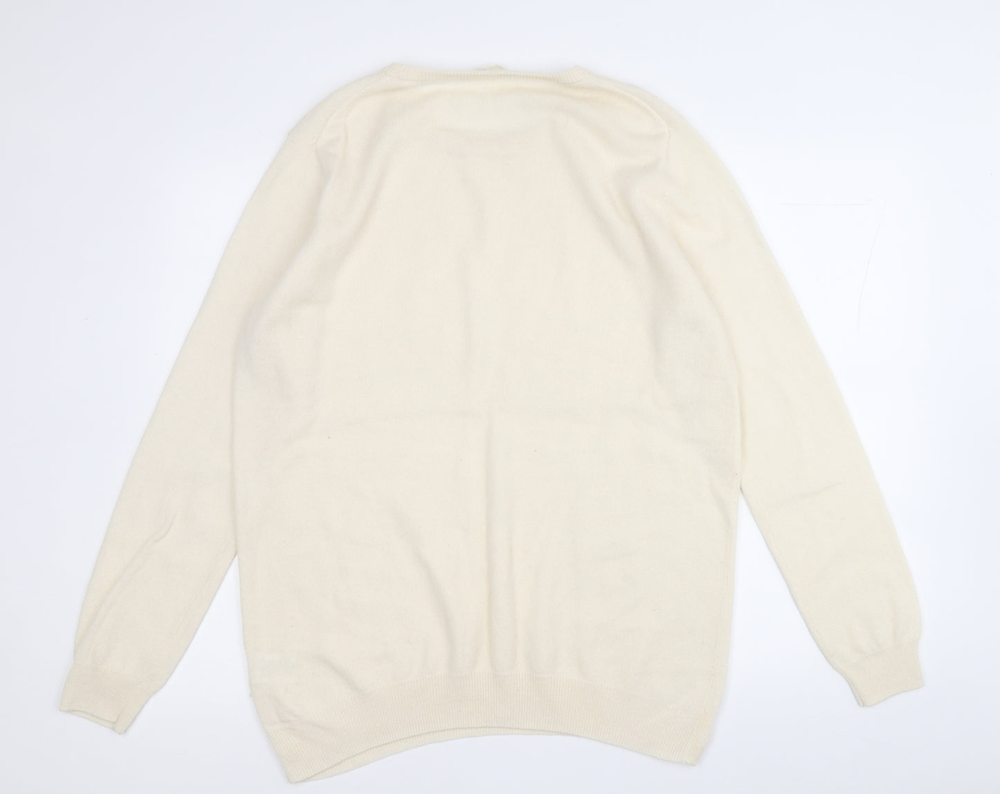 Woolovers Mens Yellow Round Neck  Wool Pullover Jumper Size L