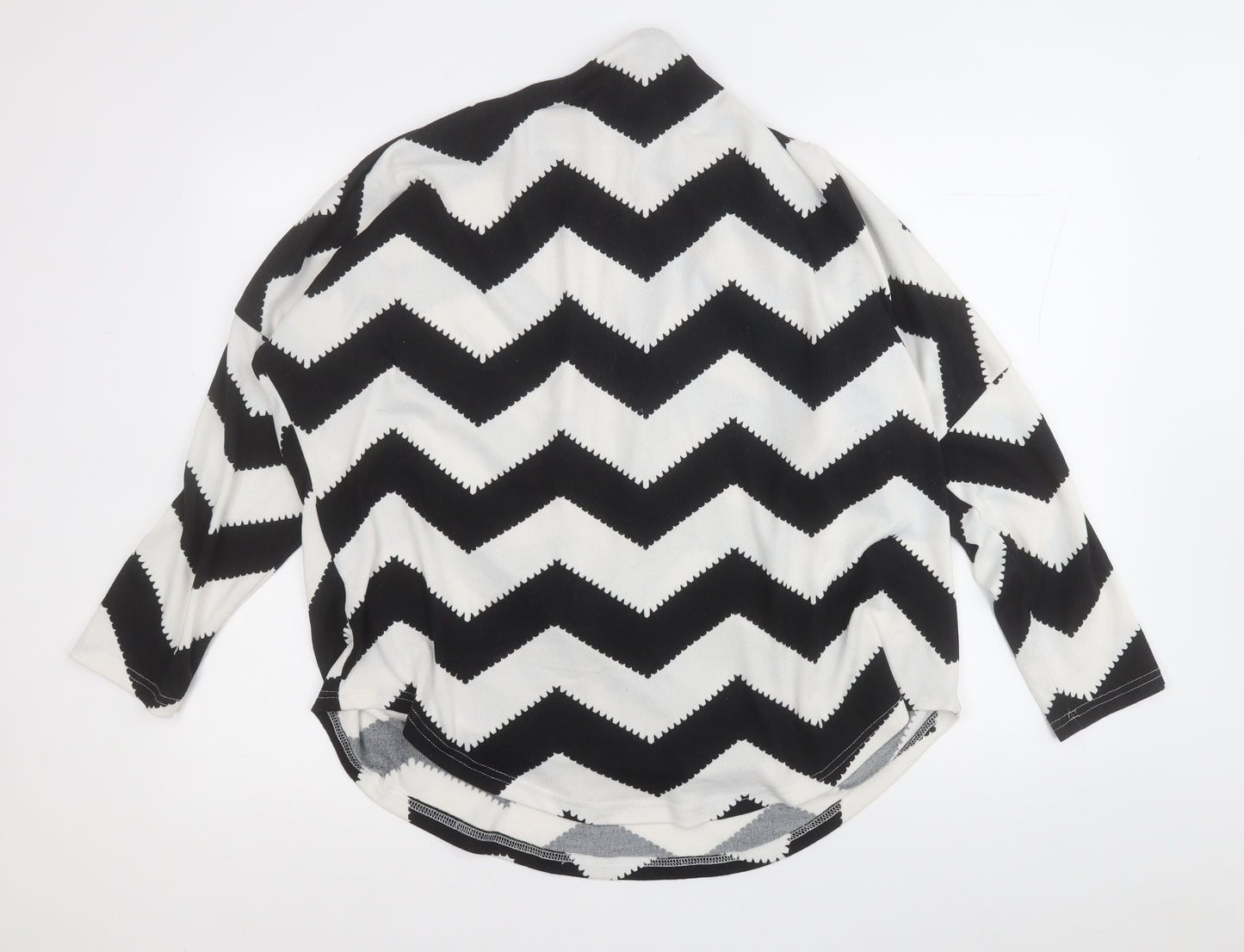 Izabel London Womens Black Round Neck Geometric Polyester Pullover Jumper Size 16