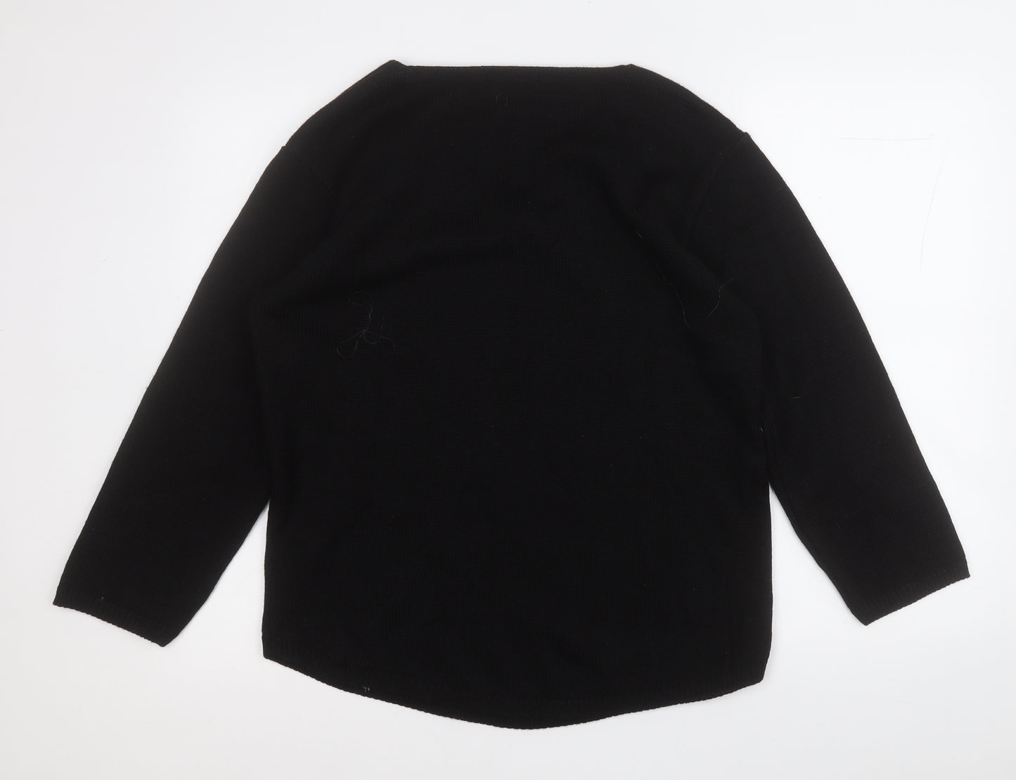 BASSINI Womens Black Round Neck  Acrylic Pullover Jumper Size XL