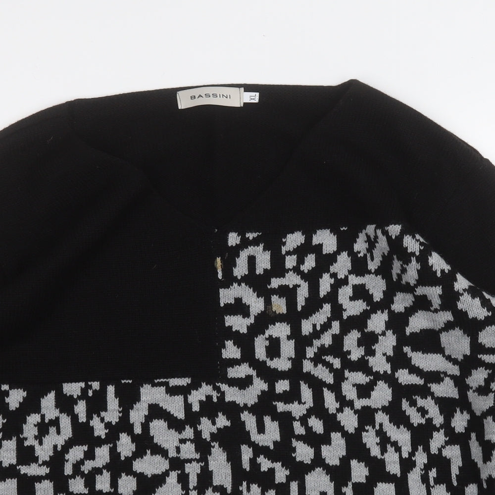BASSINI Womens Black Round Neck  Acrylic Pullover Jumper Size XL