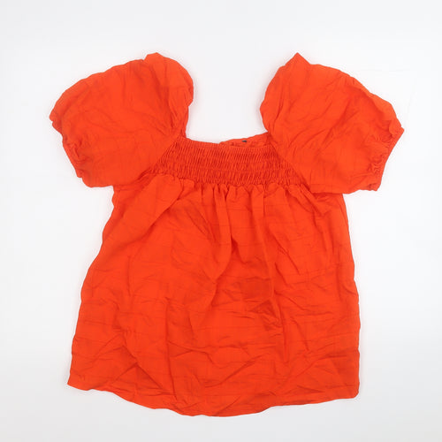 F&F Womens Orange  Viscose Basic Blouse Size 10 Square Neck