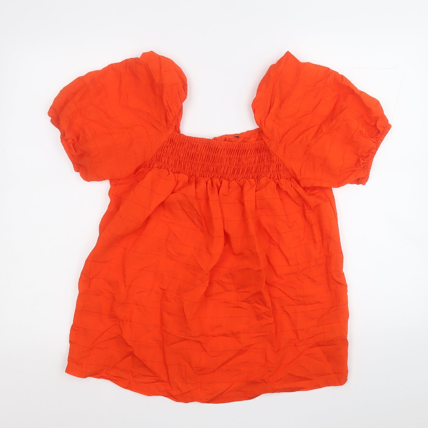 F&F Womens Orange  Viscose Basic Blouse Size 10 Square Neck