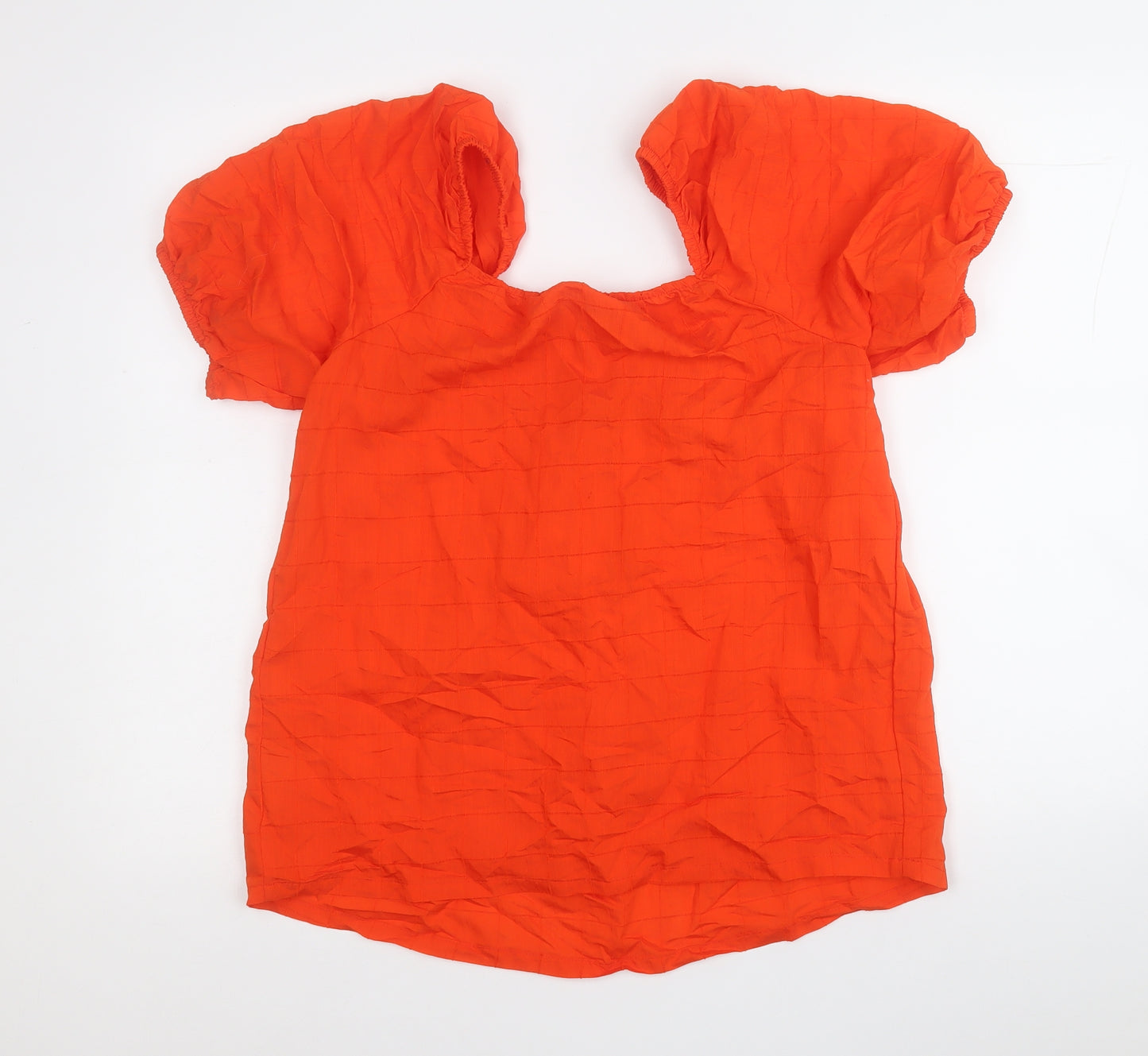 F&F Womens Orange  Viscose Basic Blouse Size 10 Square Neck