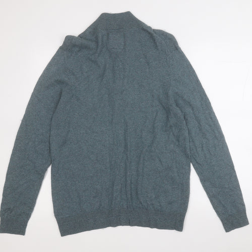 Fat Face Mens Grey Mock Neck  Cotton Pullover Jumper Size L