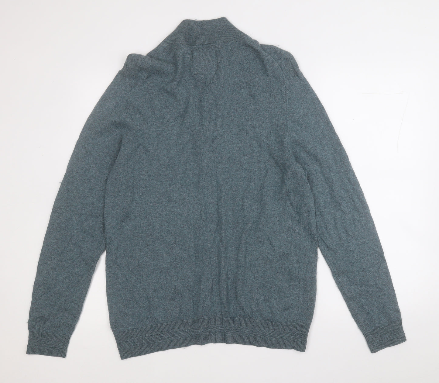 Fat Face Mens Grey Mock Neck  Cotton Pullover Jumper Size L