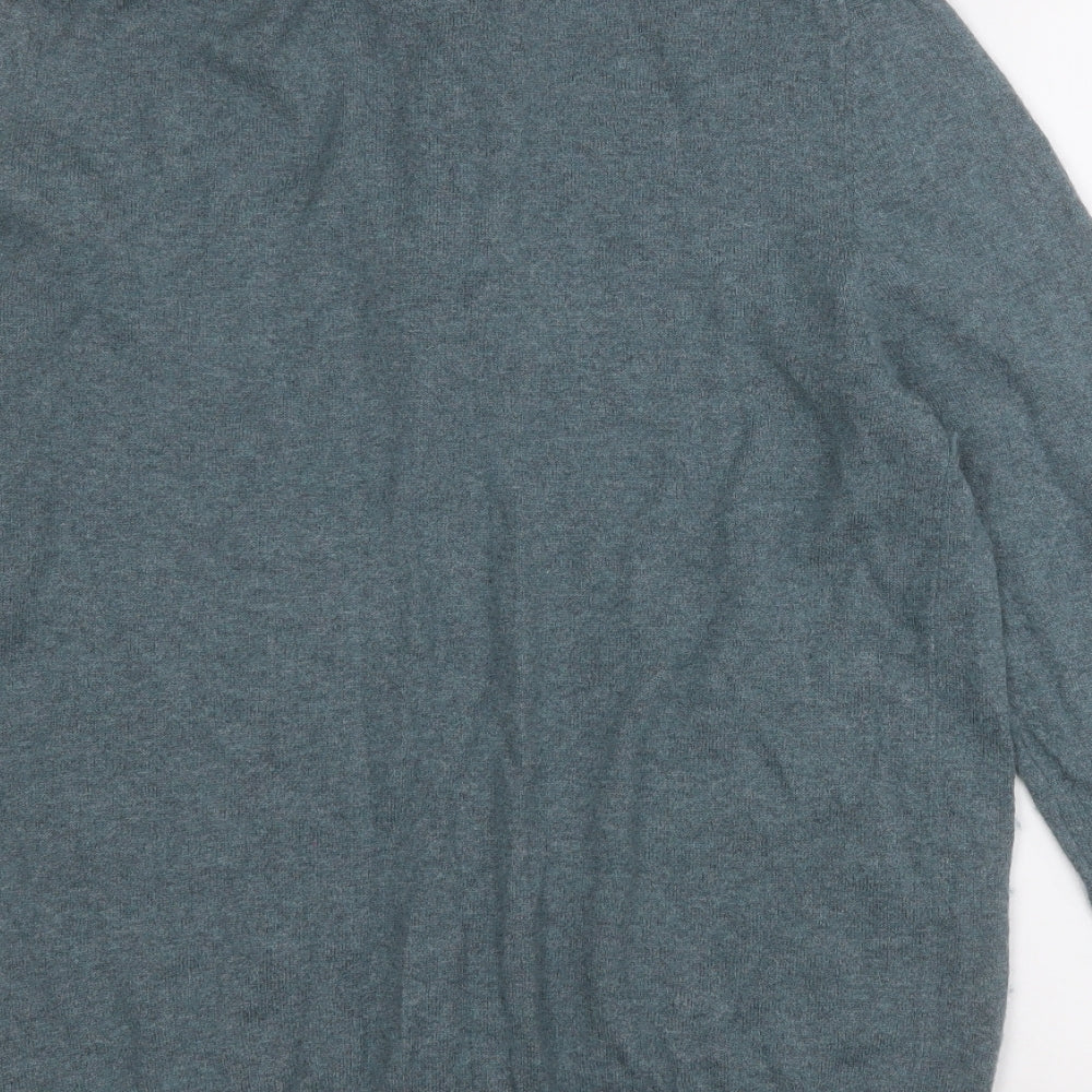 Fat Face Mens Grey Mock Neck  Cotton Pullover Jumper Size L