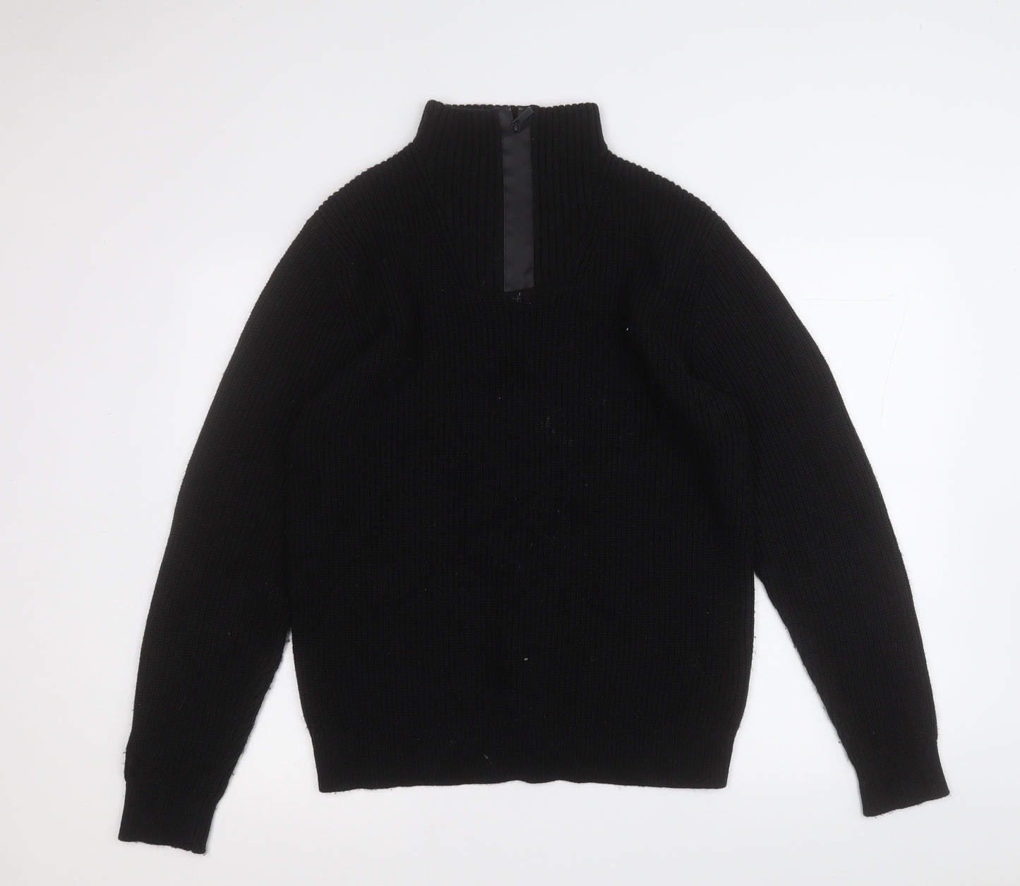George Mens Black Mock Neck  Acrylic Pullover Jumper Size M