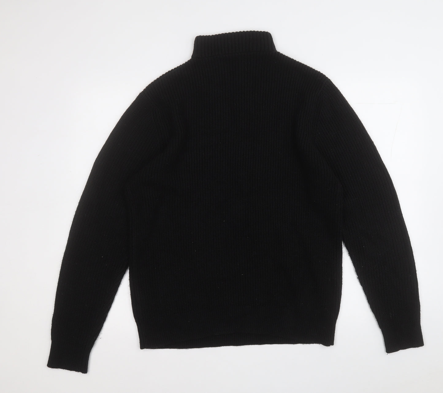 George Mens Black Mock Neck  Acrylic Pullover Jumper Size M