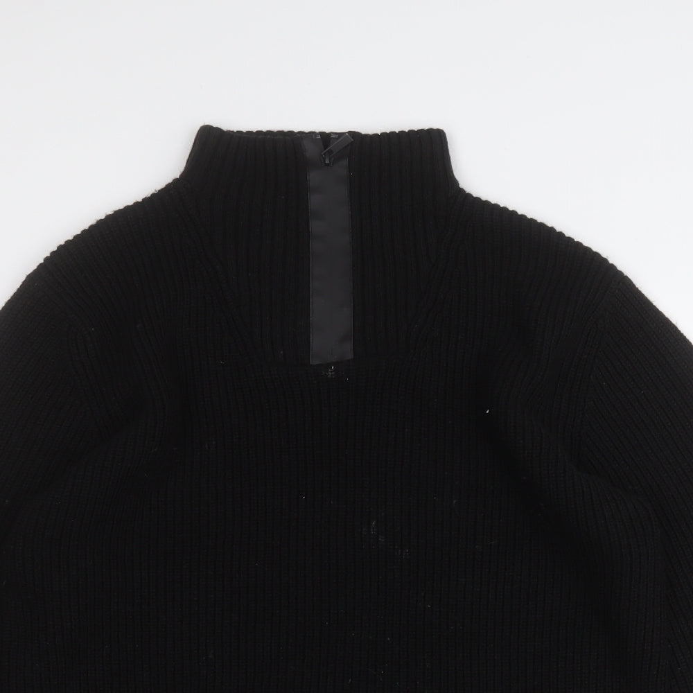 George Mens Black Mock Neck  Acrylic Pullover Jumper Size M